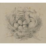 •†MARION ADNAMS (1898-1995) BASKET OF EGGS; BUTTERFLY, two, both signed, the first dated '60,