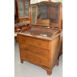 A VICTORIAN MAHOGANY DRESSING TABLE, THE MIRRORED BACK WITH BEVELLED PLATE, 152CM H X 91CM AND A