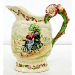 A MUSICAL FIELDING'S CROWN DEVON DAISY BELL JUG, 21CM H, PRINTED MARK, 1930'S