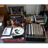 ELVIS PRESLEY. A COLLECTION OF MEMORABILIA, INCLUDING LP RECORDS, BOOKS, FIGURES, CLOCKS, ETC