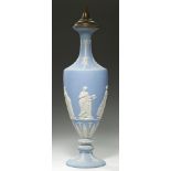 A WEDGWOOD BLUE JASPER DIP VASE, C1880, ornamented with the figures of five muses, 46.5cm h