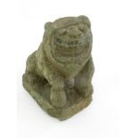 A CHINESE STONE CARVING OF A DOG OF FO, 12CM H