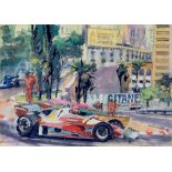 AFTER WALTER GOTSCHKE, MOTOR RACING, LITHOGRAPHS, A SET OF FOUR, SIGNED AND NUMBERED BY THE ARTIST