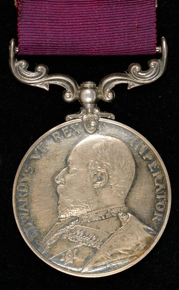 ARMY LONG SERVICE AND GOOD CONDUCT MEDAL, EDWARD VII, 1900 S S MAJOR E ALLITT 3RD HUSSARS