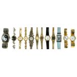 A ROTARY GOLD PLATED LADY'S WRISTWATCH AND ELEVEN OTHERS++GENERAL WEAR CONSISTENT WITH AGE