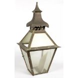 AN OXIDISED METAL LANTERN, EARLY 20TH C, 75CM H