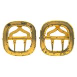 A PAIR OF WILLIAM IV SILVER GILT BREECHES BUCKLES, LONDON 1836, 2 CM X 2 CM APPROX++LIGHT WEAR AND