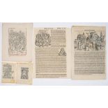 TWENTY LEAVES FROM VARIOUS EARLY PRINTED BOOKS, INCLUDING WOODCUT ILLUSTRATIONS, MANY BL,