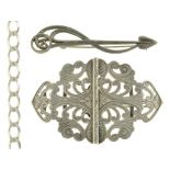 AN EDWARDIAN SILVER BUCKLE, BIRMINGHAM 1906, CONVERTED TO A BROOCH, ANOTHER SILVER BROOCH AND A