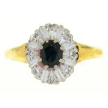 A SAPPHIRE AND DIAMOND RING, IN GOLD MARKED 18CT, 4G, SIZE M++LIGHT WEAR CONSISTENT WITH AGE