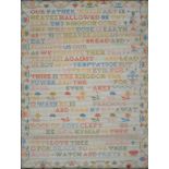 LINEN SAMPLER, EARLY 20TH C, 45 X 35CM