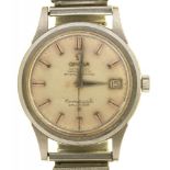 AN OMEGA CONSTELLATION STAINLESS STEEL GENTLEMAN'S WRISTWATCH, ROUND CASE 3.4 CM ++RUNNING,