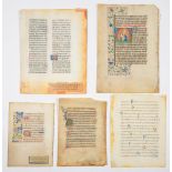 THIRTEEN LEAVES FROM 15TH AND 16TH C MANUSCRIPTS ON VELLUM OR PAPER FROM A BOOK OF HOURS, BREVIARY