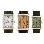 TWO ARMANI STAINLESS STEEL GENTLEMAN'S WRISTWATCHES AND AN ARMANI STAINLESS STEEL LADY'S WRISTWATCH,