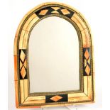 A STAINED BONE AND HORN MIRROR, 35CM H