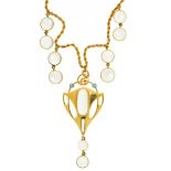 A GERMAN JUGENDSTIL MOONSTONE, OPAL AND GOLD PENDANT AND NECKLET FOR MURRLE, BENNETT & CO, LONDON,