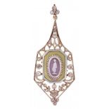 WEDGWOOD THREE COLOUR JASPER AND DIAMOND PENDANT, C1900 the old and rose cut diamonds millegrain set