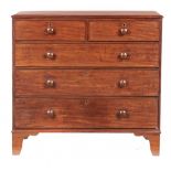 A VICTORIAN MAHOGANY CHEST OF DRAWERS, C1850 with ash lined drawers, on bracket feet, 108cm h; 56