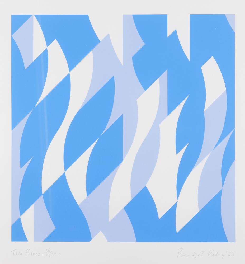 o†BRIDGET RILEY, CH, CBE (1931-) TWO BLUES 2003 screenprint, signed by the artist in pencil,