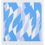 o†BRIDGET RILEY, CH, CBE (1931-) TWO BLUES 2003 screenprint, signed by the artist in pencil,