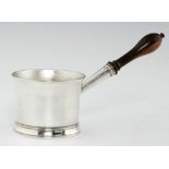 A GEORGE III SILVER SAUCEPAN with flared rim and lignum vitae handle, bowl 6.7cm h, by Walter Brind,