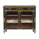 A REGENCY BLACK AND GOLD PAINTED CHIFFONIER, C1820 with outset pilasters flanking drawer and pair of