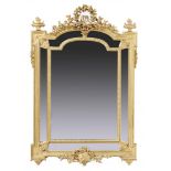 A FRENCH GILTWOOD AND COMPOSITION MIRROR IN LOUIS XVI STYLE, LATE 19TH C the breakarched frame