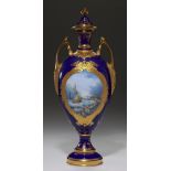 A LYNTON OVOID VASE AND COVER, LATE 20TH/EARLY 21ST CENTURY the vase painted to either side by S D