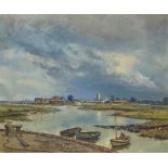 A J HUNT, 20TH CENTURY NORFOLK LANDSCAPE signed, oil on board, 50.5 x 61cm++In good condition