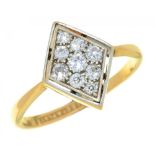 AN ART DECO DIAMOND RING the old cut diamonds 0.5ct approx, in gold marked 18ct & plat, 4g, size