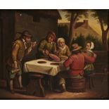 FOLLOWER OF DAVID TENIERS THE YOUNGER, PEASANTS FEASTING OUTSIDE AN INN a pair, both bear signature,