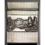 A VICTORIAN SILVER CASTLE TOP CARD CASE die stamped to either side with Warwick Castle or Kenilworth