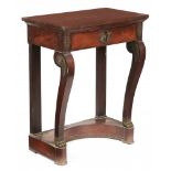 A LOUIS PHILIPPE BRASS MOUNTED MAHOGANY CONSOLE TABLE, C1830 68cm l++Requires restoration