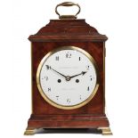 A MAHOGANY BRACKET CLOCK, DWERRIHOUSE & CARTER, BERKELEY SQUARE, EARLY 19TH C with enamel dial,