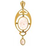 A GERMAN JUGENDSTIL ROSE QUARTZ AND GOLD OPENWORK PENDANT FOR MURRLE, BENNETT & CO, LONDON, C1905