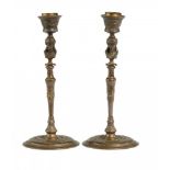 A PAIR OF FRENCH GOUT GREC BRONZE CANDLESTICKS BY BARBEDIENNE, C1870 23cm h, stamped F