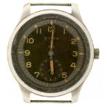 A CYMA STAINLESS STEEL BRITISH MILITARY ISSUE WRISTWATCH No 390157, cal 234, marked on caseback