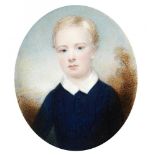 GEORGE HARGREAVES (1797-1870) A BOY bust length in blue shirt with white collar, signed and dated on