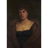 ENGLISH SCHOOL, EARLY 20TH CENTURY PORTRAIT OF A LADY bust length in a black dress and fur stole,