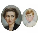 LAURA S ROBERTS (FL MID 20TH CENTURY) A LADY AND A YOUNG BOY two, ivory, oval, 10 x 7.5cm and