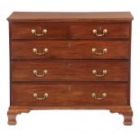 A GEORGE III MAHOGANY CHEST OF DRAWERS, EARLY 19TH C on ogee feet, 95cm h; 52 x 110cm++In good