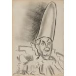 o†DAME LAURA KNIGHT, DBE, RA, RWS (1877-1970) HEAD OF A CLOWN signed, pencil, 29 x 20cm, unframed++