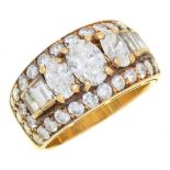 A DIAMOND TROMBINO RING BY BULGARI the oval, baguette and brilliant cut diamonds 3ct approx, G