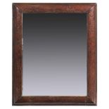 A WALNUT AND INLAID CUSHION FRAMED MIRROR IN WILLIAM AND MARY STYLE, C1900 90 x 75cm++Good