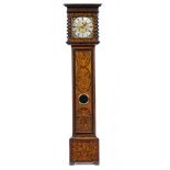 A WALNUT AND MARQUETRY MONTH DURATION LONGCASE CLOCK, HENRY HARPER, LONDON, C1700 the 11inch brass