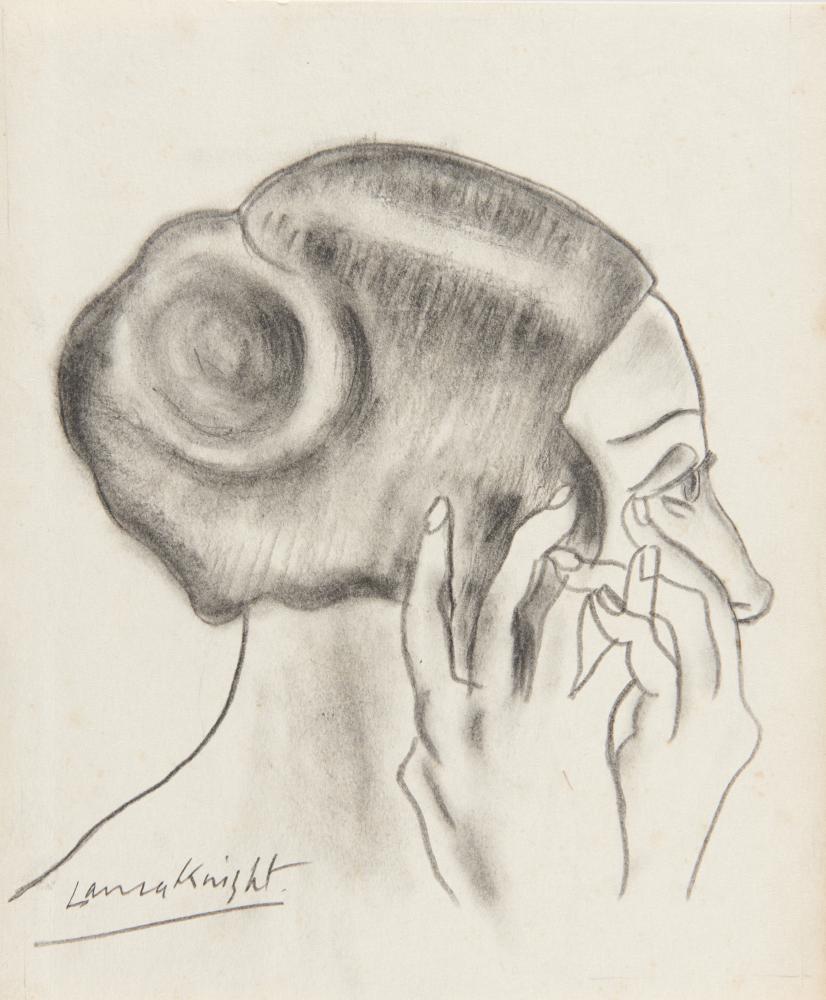 o†DAME LAURA KNIGHT, DBE, RA, RWS (1877-1970) CIRCUS ENTERTAINER MAKING UP signed, pencil, 24.5 x