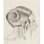 o†DAME LAURA KNIGHT, DBE, RA, RWS (1877-1970) CIRCUS ENTERTAINER MAKING UP signed, pencil, 24.5 x