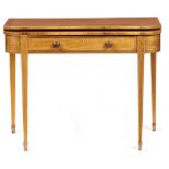 A ROSEWOOD, SATINWOOD AND LINE INLAID TEA TABLE, 19TH C fitted with a drawer, 76cm h; 47 x 96cm++