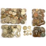 UNITED KINGDOM SILVER COINS PERIOD 1920-47, 24OZS AND MISCELLANEOUS OTHER COINS, BASE METAL