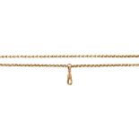 A GOLD MUFF CHAIN, 150 CM L, MARKED 9C, 26G++IN GOOD CONDITION